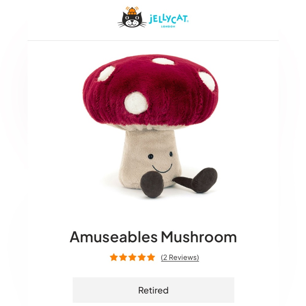 JELLYCAT Retired Mushroom